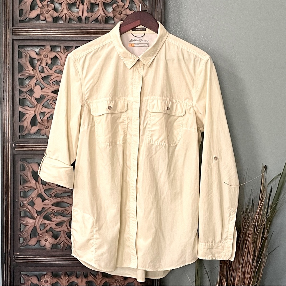 EDDIE BAUER Women’s Outdoor UPF Long-Sleeve Shirt. Size Large TALL.